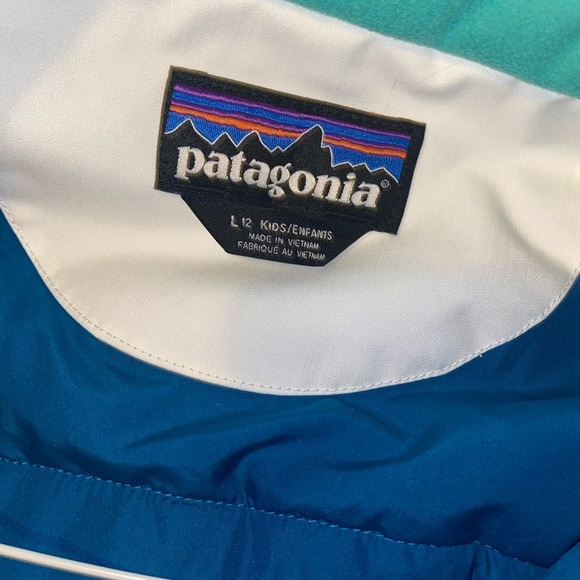 PATAGONIA girls everyday winter hooded snow coat L 12 teal/white - Picture 4 of 7